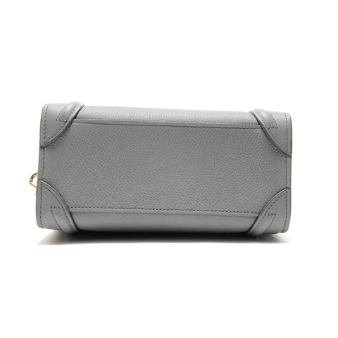 CELINE Nano Leather Luggage 2way Handbag gray WS26332