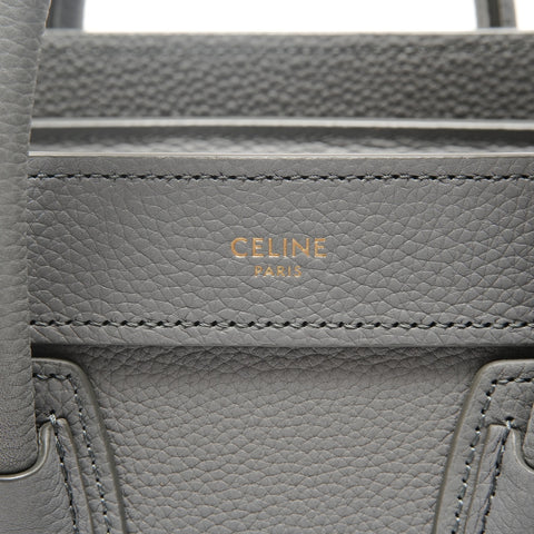CELINE Nano Leather Luggage 2way Handbag gray WS26332