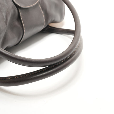 Christian Dior Leather logo plate Shoulder Bag Brown WS26333