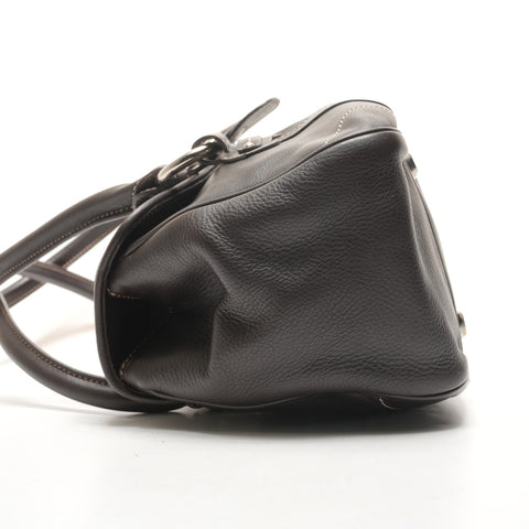 Christian Dior Leather logo plate Shoulder Bag Brown WS26333