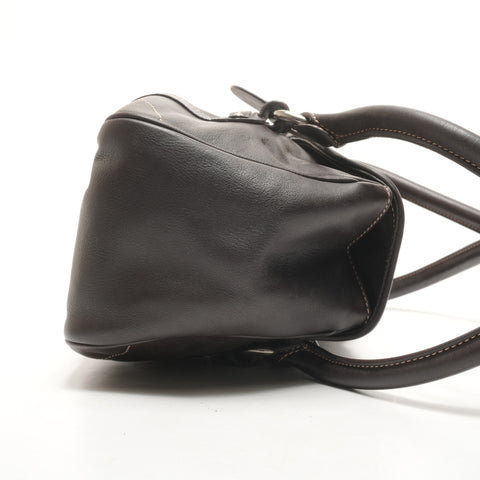Christian Dior Leather logo plate Shoulder Bag Brown WS26333