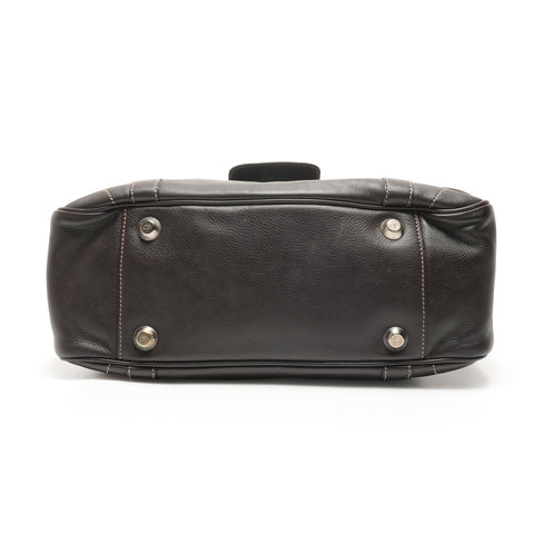 Christian Dior Leather logo plate Shoulder Bag Brown WS26333