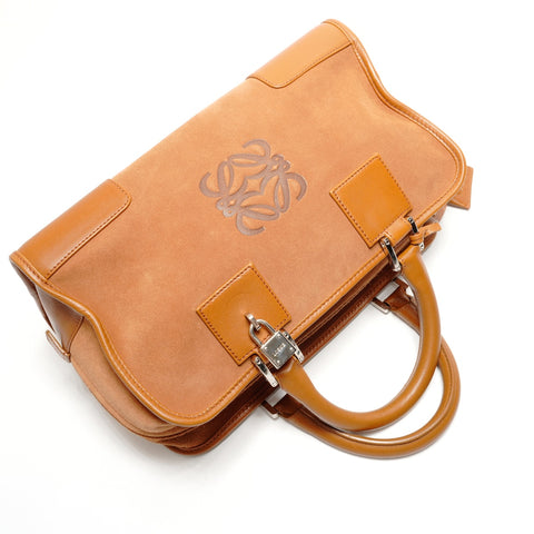 LOEWE Amazona 28 Suede Handbag Brown WS26334
