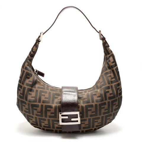 FENDI Zucca canvas hobo bag Shoulder Bag Brown WS26335
