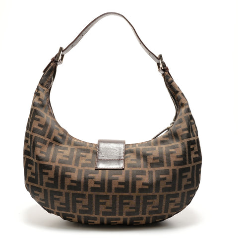 FENDI Zucca canvas hobo bag Shoulder Bag Brown WS26335