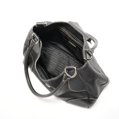 PRADA leather Shoulder Bag black WS26337