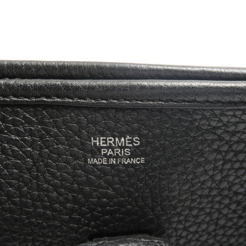 HERMES 2015 T stamp Evelyn PM Taurillon Clemence Shoulder Bag black WS26339