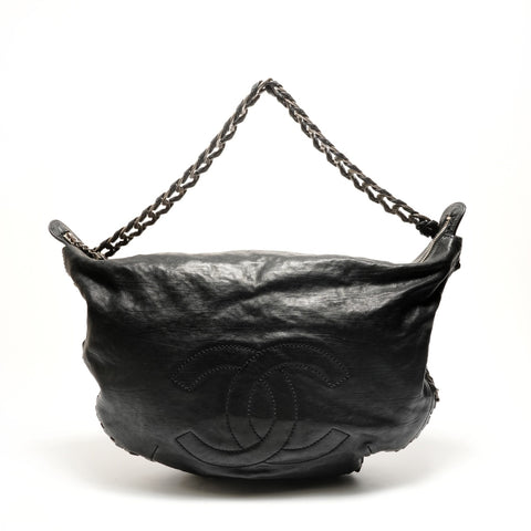 CHANEL 10 series 2005-2006 COCO Mark SilverMetal Luxury Shoulder Bag black WS26340