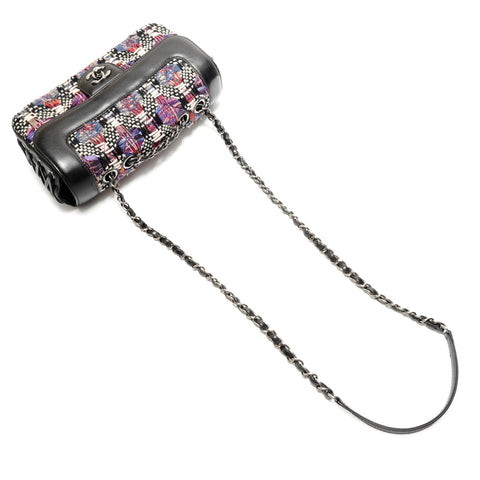 CHANEL 23rd Series 2016-2017 Tweed COCO Mark Lace-Up Metal Silver Shoulder Bag multicolor WS26341