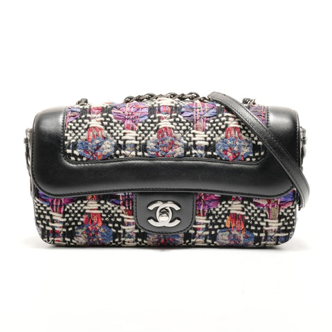 CHANEL 23rd Series 2016-2017 Tweed COCO Mark Lace-Up Metal Silver Shoulder Bag multicolor WS26341
