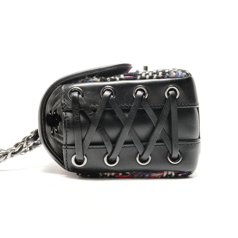 CHANEL 23rd Series 2016-2017 Tweed COCO Mark Lace-Up Metal Silver Shoulder Bag multicolor WS26341