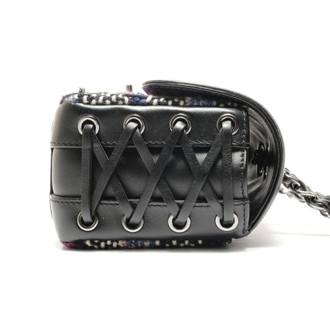 CHANEL 23rd Series 2016-2017 Tweed COCO Mark Lace-Up Metal Silver Shoulder Bag multicolor WS26341