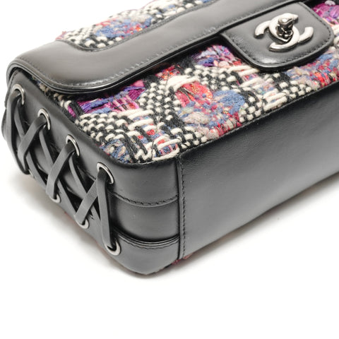 CHANEL 23rd Series 2016-2017 Tweed COCO Mark Lace-Up Metal Silver Shoulder Bag multicolor WS26341
