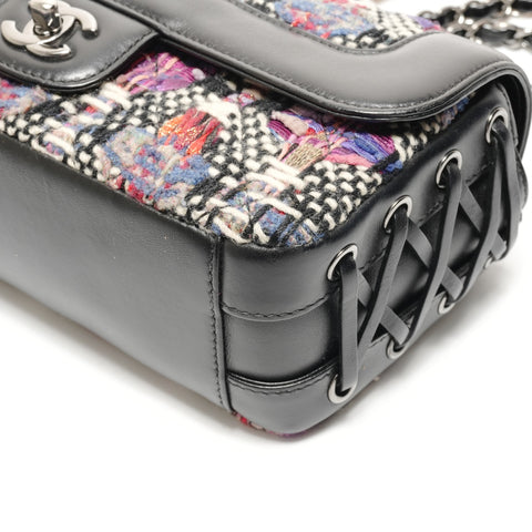 CHANEL 23rd Series 2016-2017 Tweed COCO Mark Lace-Up Metal Silver Shoulder Bag multicolor WS26341