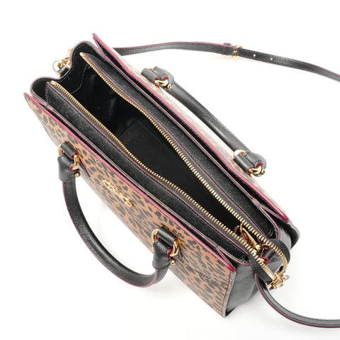 Salvatore Ferragamo Gancini Leopardenmuster 2-Wege-Tasche Handtasche Braun WS26342