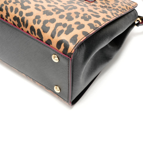 Salvatore Ferragamo Gancini Leopardenmuster 2-Wege-Tasche Handtasche Braun WS26342
