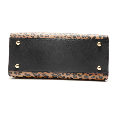 Salvatore Ferragamo Gancini Leopardenmuster 2-Wege-Tasche Handtasche Braun WS26342