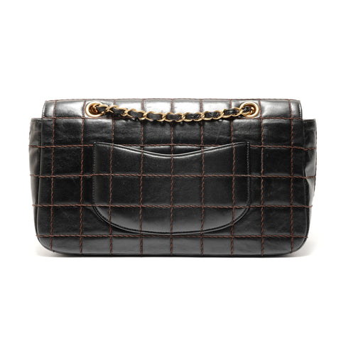 CHANEL No. 7 2002-2003 Lambskin Wild Stitch Chocolate Bar Shoulder Bag black WS26343