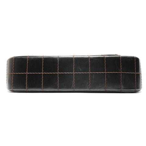 CHANEL No. 7 2002-2003 Lambskin Wild Stitch Chocolate Bar Shoulder Bag black WS26343