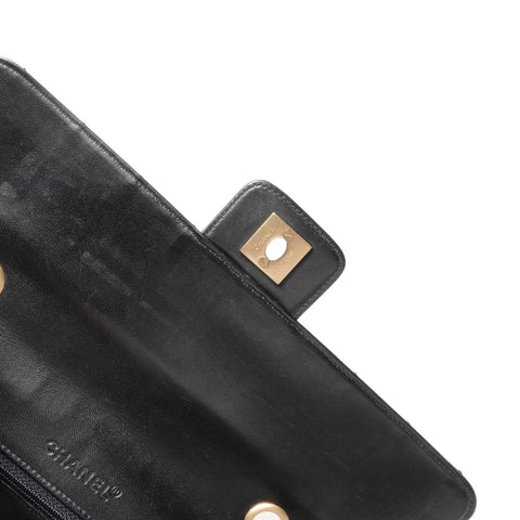 CHANEL No. 7 2002-2003 Lambskin Wild Stitch Chocolate Bar Shoulder Bag black WS26343