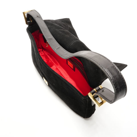 FENDI Suede manma bucket Shoulder Bag black WS26344
