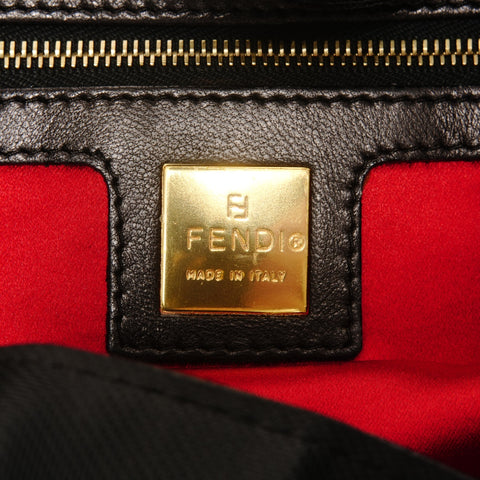FENDI Suede manma bucket Shoulder Bag black WS26344