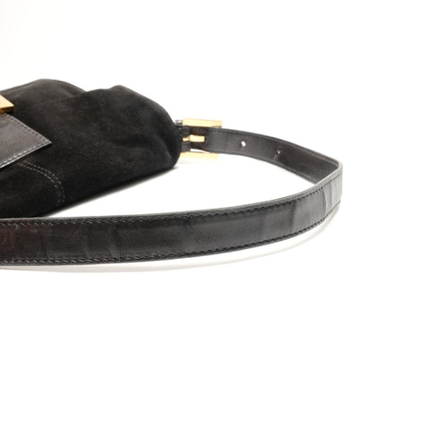 FENDI Suede manma bucket Shoulder Bag black WS26344