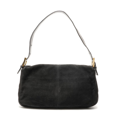 FENDI Suede manma bucket Shoulder Bag black WS26344