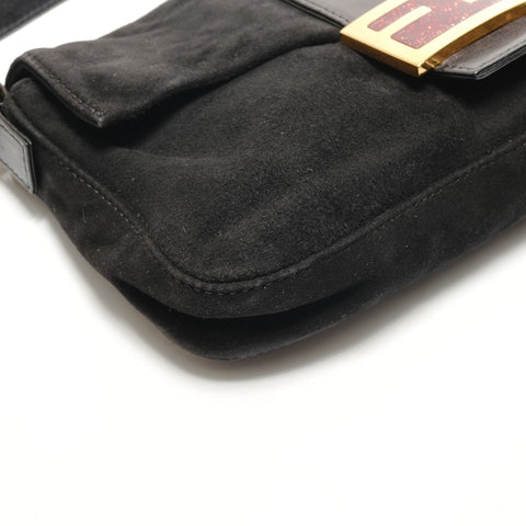 FENDI Suede manma bucket Shoulder Bag black WS26344