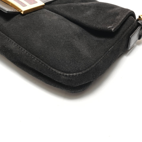 FENDI Suede manma bucket Shoulder Bag black WS26344