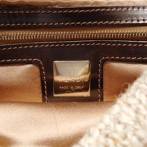 FENDI knit wool mamma bucket Shoulder Bag beige WS26345