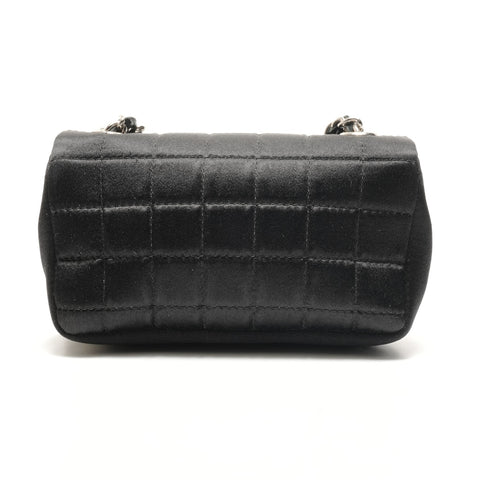 CHANEL No. 9 2004-2005 Chocolate Bar Satin Shoulder Bag black WS26347