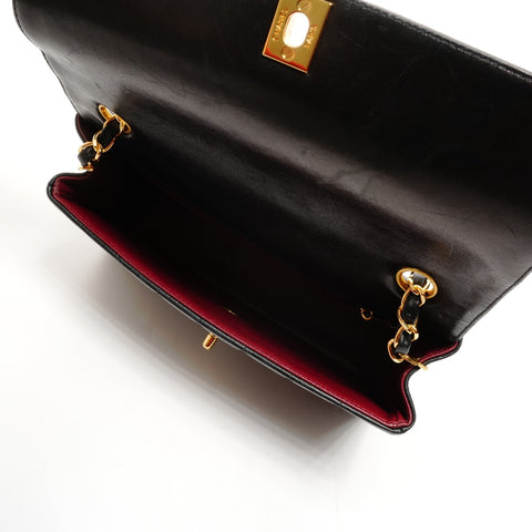 CHANEL No. 2 1991-1994 Lambskin Turnlock Mademoiselle Shoulder Bag black WS26350