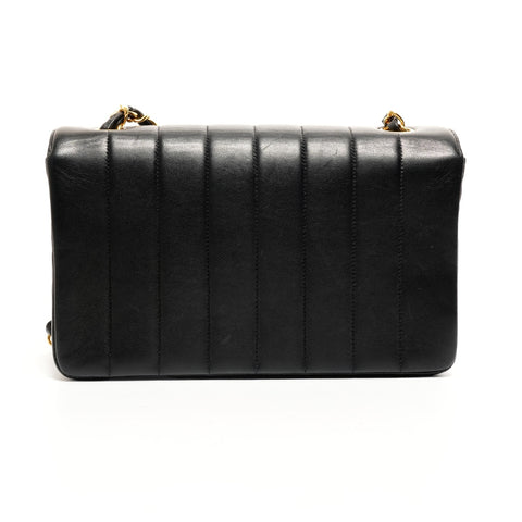 CHANEL No. 2 1991-1994 Lambskin Turnlock Mademoiselle Shoulder Bag black WS26350