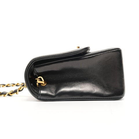 CHANEL No. 2 1991-1994 Lambskin Turnlock Mademoiselle Shoulder Bag black WS26350