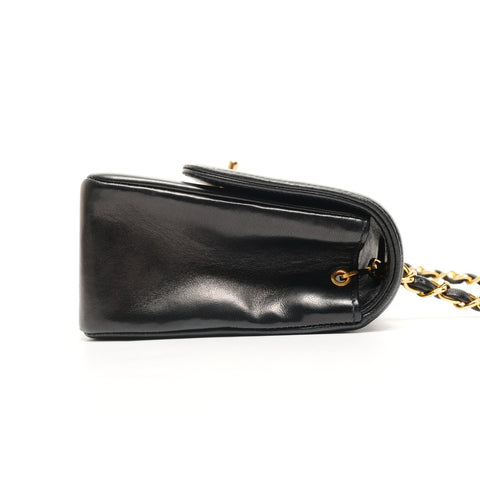 CHANEL No. 2 1991-1994 Lambskin Turnlock Mademoiselle Shoulder Bag black WS26350