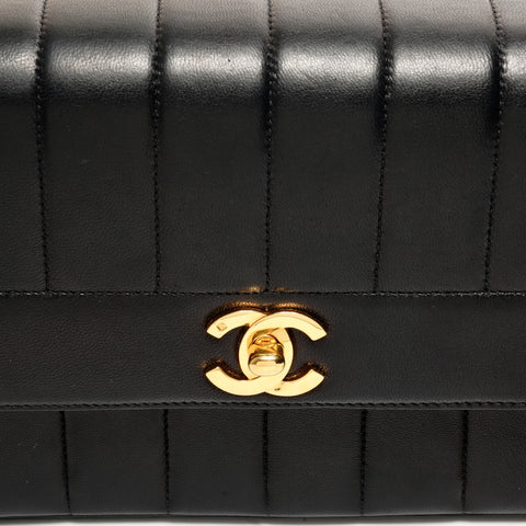 CHANEL No. 2 1991-1994 Lambskin Turnlock Mademoiselle Shoulder Bag black WS26350