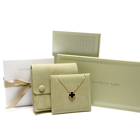 Van Cleef & Arpels Onyx Vintage Alhambra Pendant 750 K18 Necklace gold WS26354