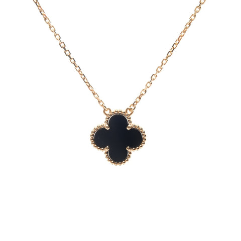 Van Cleef & Arpels Onyx Vintage Alhambra Anhänger 750 K18 Halskette Gold WS26354