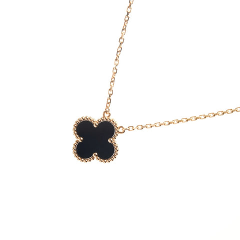 Van Cleef & Arpels Onyx Vintage Alhambra Pendant 750 K18 Necklace gold WS26354