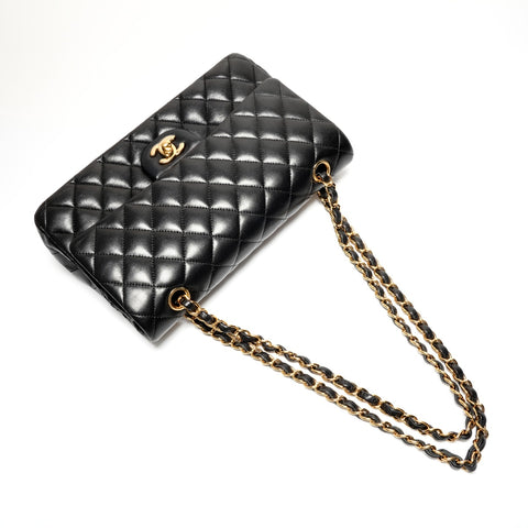 CHANEL No. 24 2017-2018 Double Flap Matelasse Shoulder Bag black WS26355