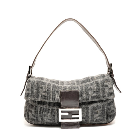 FENDI Wool Mamma Bucket One Belt Umhängetasche grau WS26356