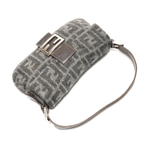 FENDI Wool Mamma Bucket One Belt Umhängetasche grau WS26356