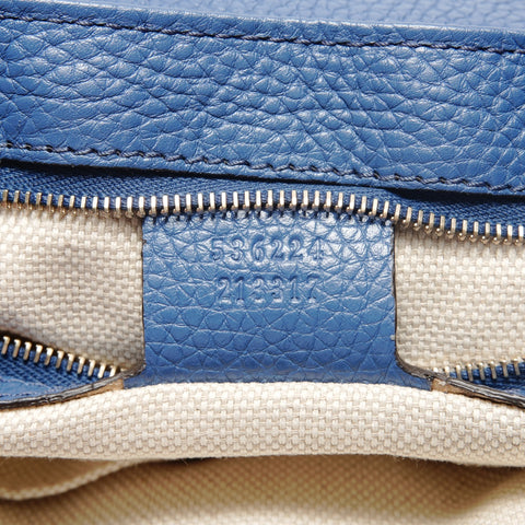 GUCCI Soho Charm G Stitch Fringe Umhängetasche blau WS26358