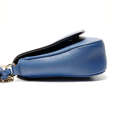 GUCCI Soho Charm G Stitch Fringe Umhängetasche blau WS26358