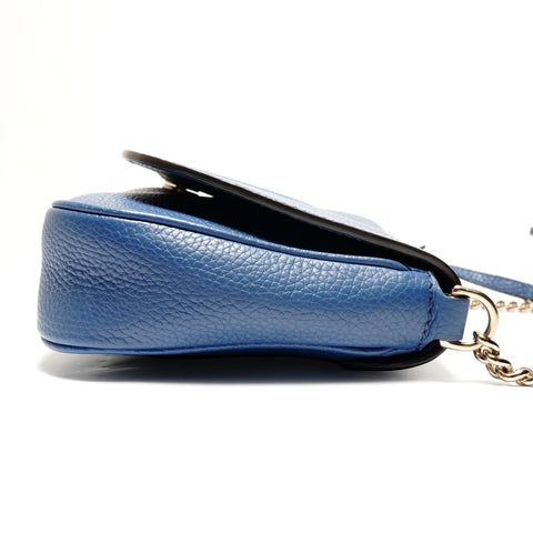 GUCCI Soho Charm G Stitch Fringe Umhängetasche blau WS26358