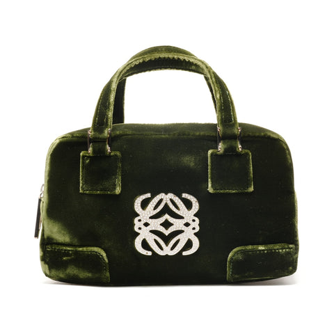 LOEWE Amazona Anagram Strass Velours Handtasche grün WS26360