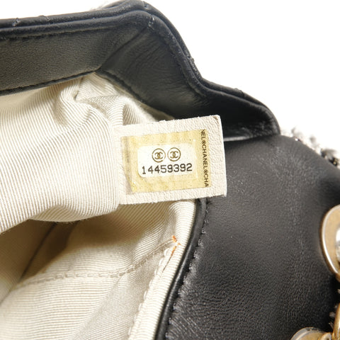 CHANEL Nr. 14 2010-2011 Lammleder Matelasse Tweed Umhängetasche schwarz WS26361