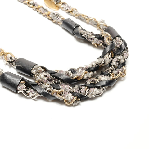 CHANEL Nr. 14 2010-2011 Lammleder Matelasse Tweed Umhängetasche schwarz WS26361