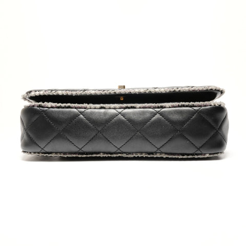 CHANEL Nr. 14 2010-2011 Lammleder Matelasse Tweed Umhängetasche schwarz WS26361
